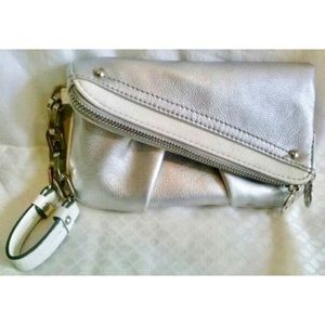NWOT J.Lo Silver & White Purse Wristlet Clutch